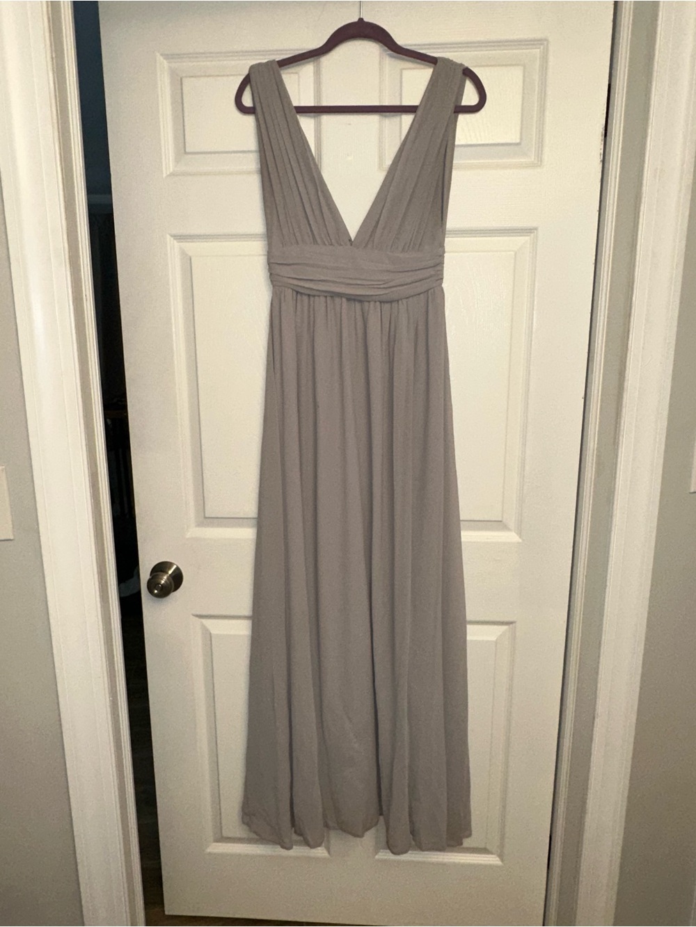 Lulu's Light Gray V-Neck Maxi Dress